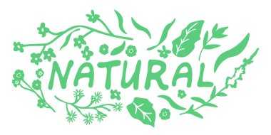 Yaprak ve çiçeklerle doğal vektör işareti