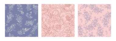 Kusursuz dekoratif vektör desenleri ayarlandı