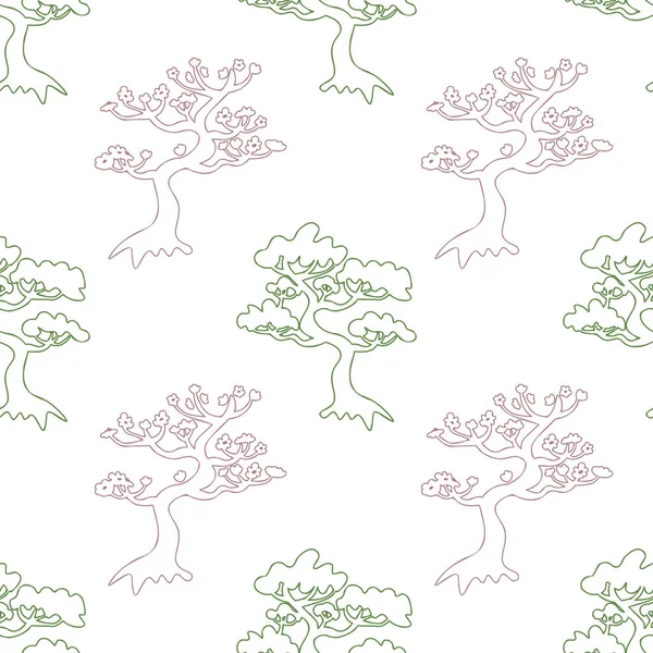 Seamless Sakura Pine Pattern — Stock Vector