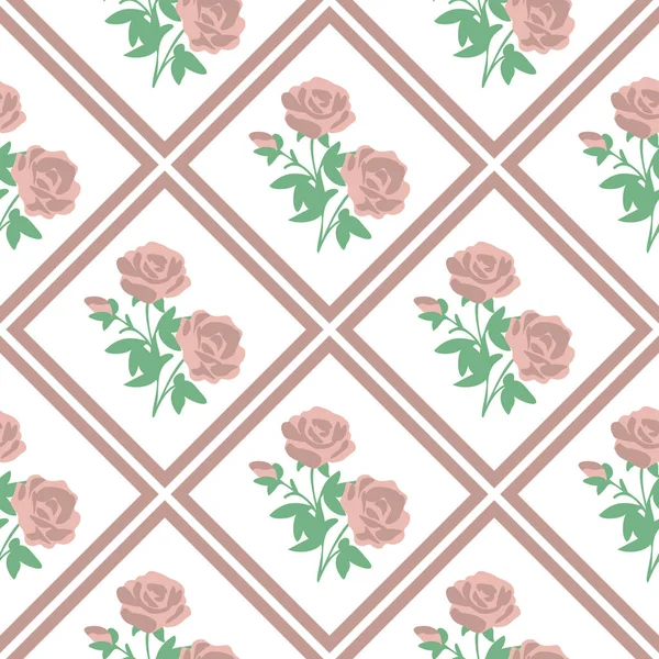 Nahtloses Dekoratives Muster Mit Rosenblüten — Stockvektor