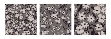 Kusursuz beyaz çiçek desenleri ayarlandı