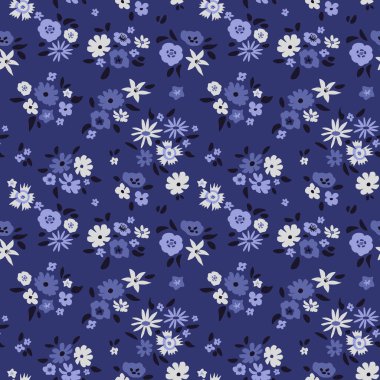 Seamless ditsy flower simple blue pattern