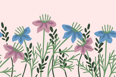 Black caraway flowers vector background