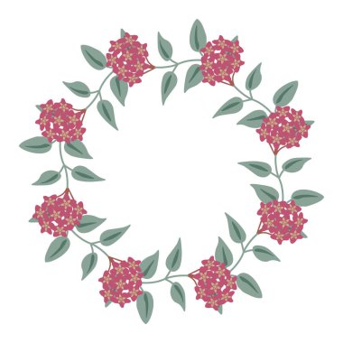 Red waxplant decorative vector wreath