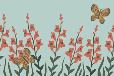 Kusursuz linaria ve kelebek vektör deseni