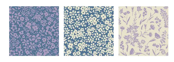 Dikişsiz dekoratif çiçek desenleri kümesi