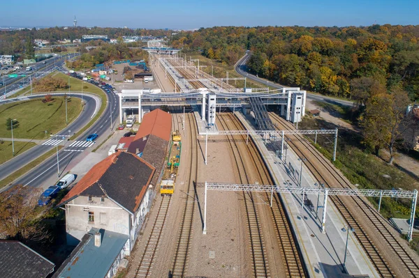Krakau Polen Oktober 2022 Bahnhof Krakau Bonarka Mit Gleisen Bahnsteigen — Stockfoto