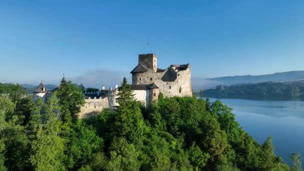 Polonia Castillo Medieval Niedzica Siglo Xiv Castillo Superior Lago Presa — Vídeo de stock