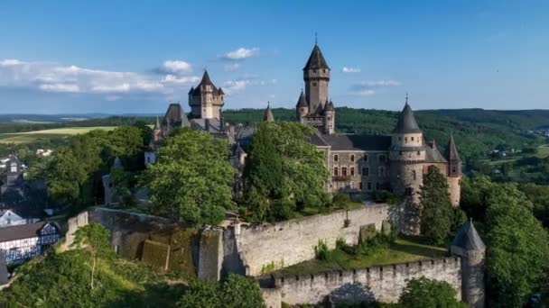 Medieval Castle Braunfels Hesse Germany Many Later Additions Aerial Revealing — Stock Video