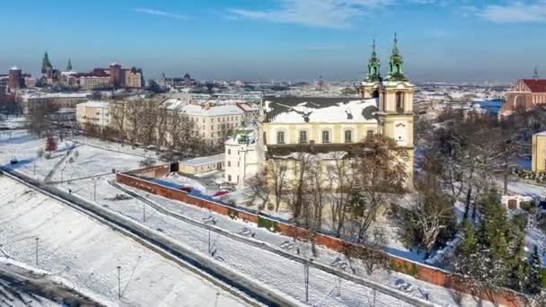 Krakow Polonya Skalka Stanislaus Kilisesi Skace Paulinite Manastırı Karda Kışın — Stok video