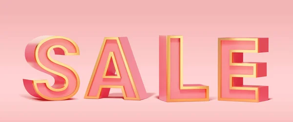 Pinkfarbener Fetter Verkaufstext Mit Goldenem Umriss Typografie Für Einkaufsfestivals Und — Stockvektor