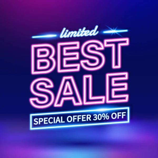 Best Sale Text Neon Effect Typography Shopping Festivals Product Promotion — Stock Vector