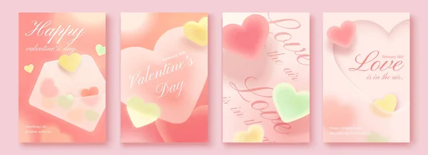 Illustration Romantic Valentines Festive Gift Card Templates Colorful Heart Shape — Stock Vector