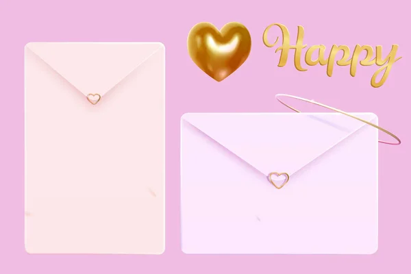 Vertical Horizontal Love Letters Festive Decors Isolated Light Pink Background — Stock Vector
