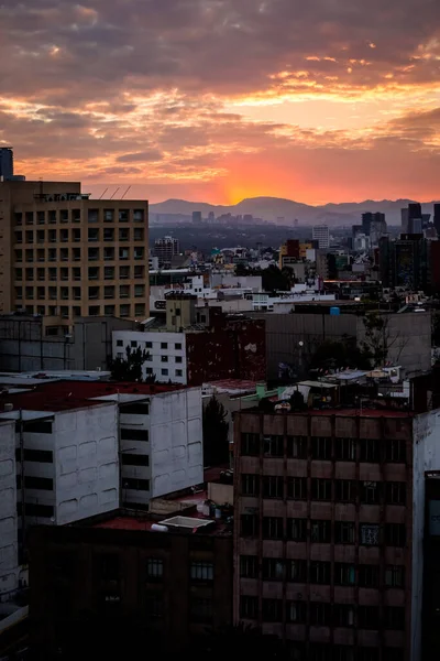 シウダー メキシコ革命美術館からの日没 夕暮れ 有名な記念碑 — ストック写真