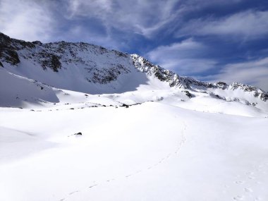 Beautiful panorama in winter Tatry mountains, Five Lakes Valley, Dolina Pieciu Stawow with snow. Phone photo