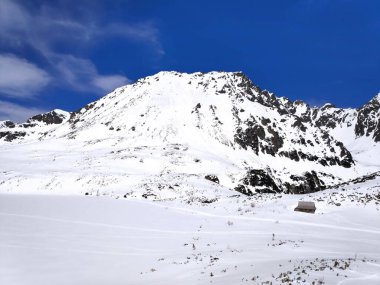 Beautiful panorama in winter Tatry mountains, Five Lakes Valley, Dolina Pieciu Stawow with snow. Phone photo