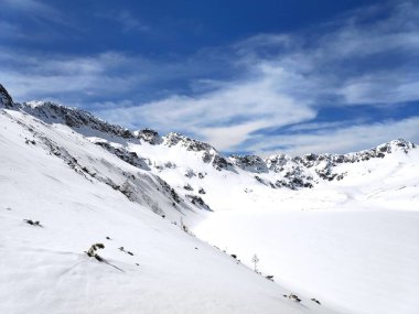 Beautiful panorama in winter Tatry mountains, Five Lakes Valley, Dolina Pieciu Stawow with snow. Phone photo
