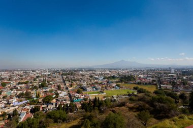 Beautiful architecture of Our Lady of Remedies Cholula Sanctuary h Puebla, Mexico.