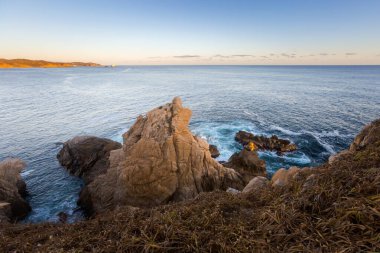 Beautiful Mazunte beach in Mexico. Landscaoe during sunset taken from Punta Cometa