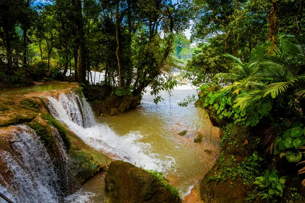 Beautiful Landscape Agua Azul Cascades Park Palenque Mexico Vivid Landscape — Stock Photo, Image