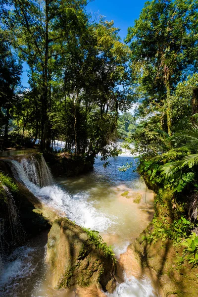 Όμορφο Τοπίο Της Agua Azul Cascades Πάρκο Στο Palenque Μεξικό — Φωτογραφία Αρχείου