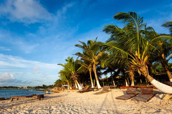 Красивые Карибские Пейзажи Сделанные Пляже Махауаль Мексике Солнечный День — стоковое фото