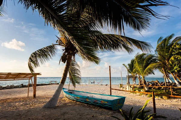 Красивые Карибские Пейзажи Сделанные Пляже Махауаль Мексике Солнечный День — стоковое фото