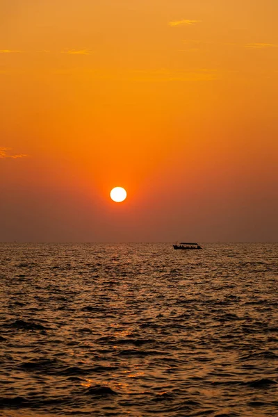 Barco Durante Pôr Sol Colorido Indiano Bela Paisagem Foto Tirada — Fotografia de Stock