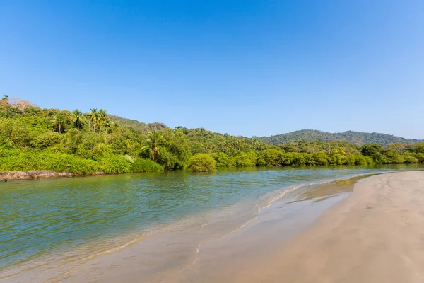 Красиве Пейзажне Фото Блакитним Небом Зроблене Гоа Індія Знаменитому Пляжі — стокове фото