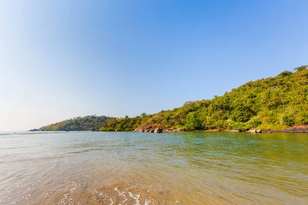 Красиве Пейзажне Фото Блакитним Небом Зроблене Гоа Індія Знаменитому Пляжі Стокова Картинка