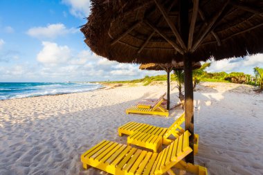 Güneşli bir günde Meksika 'daki Cozumel Adası' nda çekilen güzel manzara fotoğrafı..