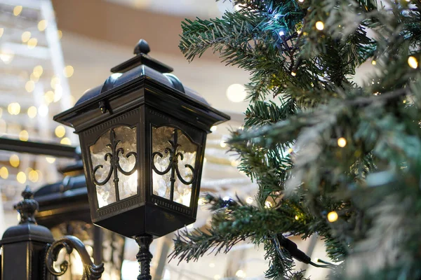 Street Lamp Decoration Christmas Tree Led — Stock Photo, Image