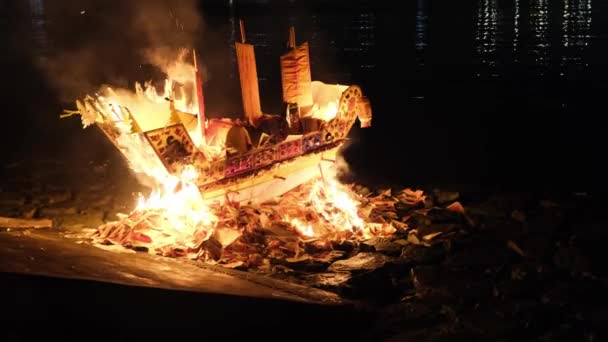 Georgetown Penang Maleisië Okt 2022 Verbranden Van Boot Model Het — Stockvideo