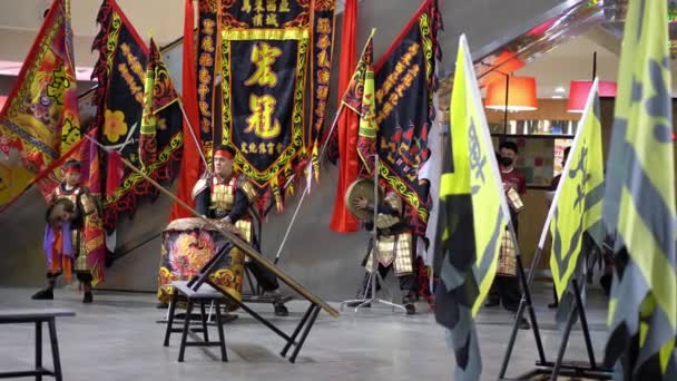 Джорджтаун Пенанг Малайзия Янв 2022 Гонг Барабан Выступление Китайской Ткани — стоковое видео