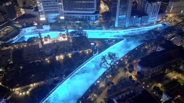 Повітряний Вид Масджид Ямек Султанан Абдул Самад Куала Лумпур Блакитним — стокове відео