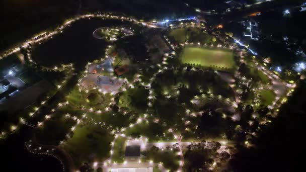 夜景鸟瞰绿树公园德西克提旺沙 — 图库视频影像