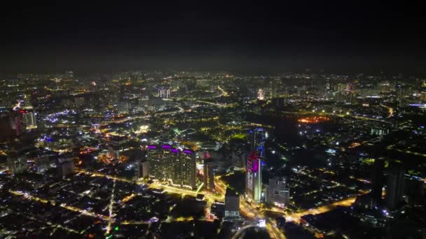 Luchtfoto Hoogbouw Condominium Nacht — Stockvideo