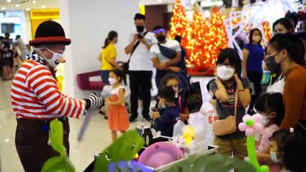 Bayan Lepas Penang Malezya Aralık 2021 Palyaço Heyecanlı Çocuklar Için — Stok video