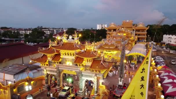 Butterworth Penang Malezja Września 2022 Oświetlenie Lotu Ptaka Świątyni Tow — Wideo stockowe