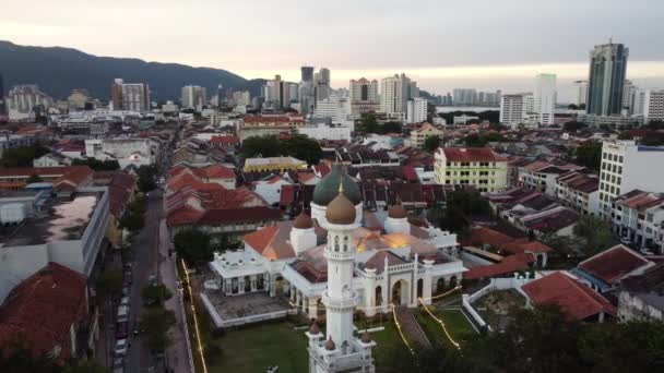 Georgetown Penang Malaysia Sep 2022 Flygfoto Masjid Kapitan Kelinmg Och — Stockvideo