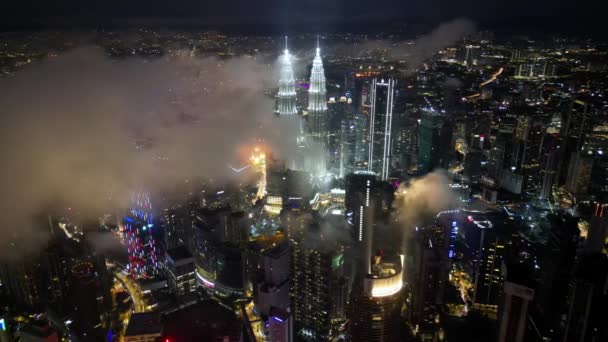 ブキットビンタン クアラルンプール マレーシア 11月12 2022 空中回転ビューKlcc夜のシーンが点灯 — ストック動画