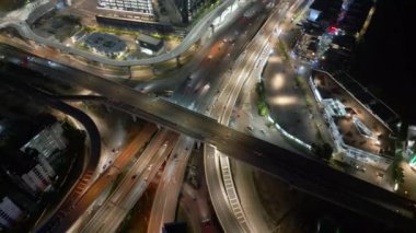 Bukit Bintang, Kuala Lumpur, Malezya - 28 Kasım 2022: Havadan görüş üstgeçişi, Cheras yakınlarındaki karayolu kavşağı