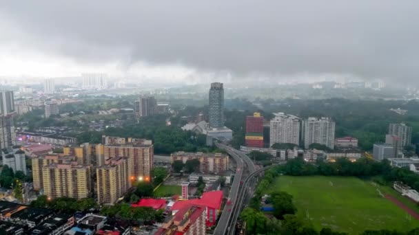 Bukit Bintang Kuala Lumpur Malaysia Dec 2022 Aerial View Raining — стоковое видео