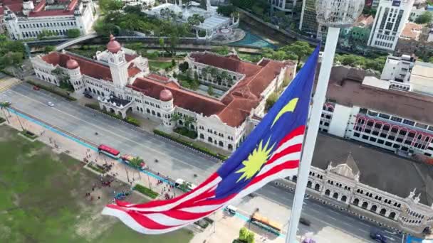 Bukit Bintang Kuala Lumpur Malaysia Dec 2022 Flygfoto Malaysia Flagga — Stockvideo