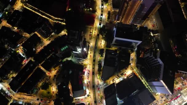 Εναέρια Συνέχεια Κίνηση Monorail Jalan Sultan Ismail Κουάλα Λουμπούρ Νύχτα — Αρχείο Βίντεο
