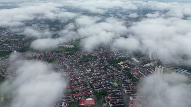Вид Высоты Птичьего Полета Жилой Дом Букит Мертаджам Малайзия Туманное — стоковое видео