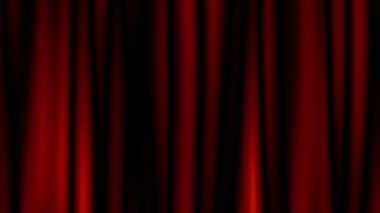 Red curtain shape in dark abstract background animation. 2D computer rendering motion graphic