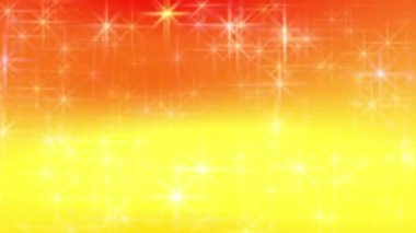 Fairy blinking star spark in yellow sunset color background. 2D computer rendering motion graphic
