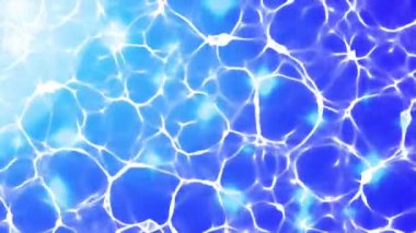 Blue wavy caustic flow glow animation background. Computer 2D render graphic